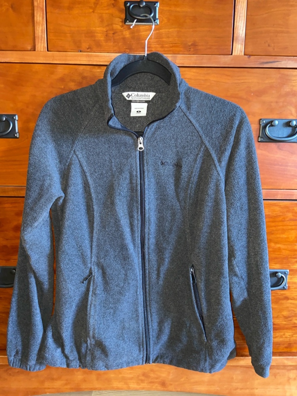 Vintage Columbia Fleece Zip-Front Lightweight Jacket Charcoal Gray Full Zip SML